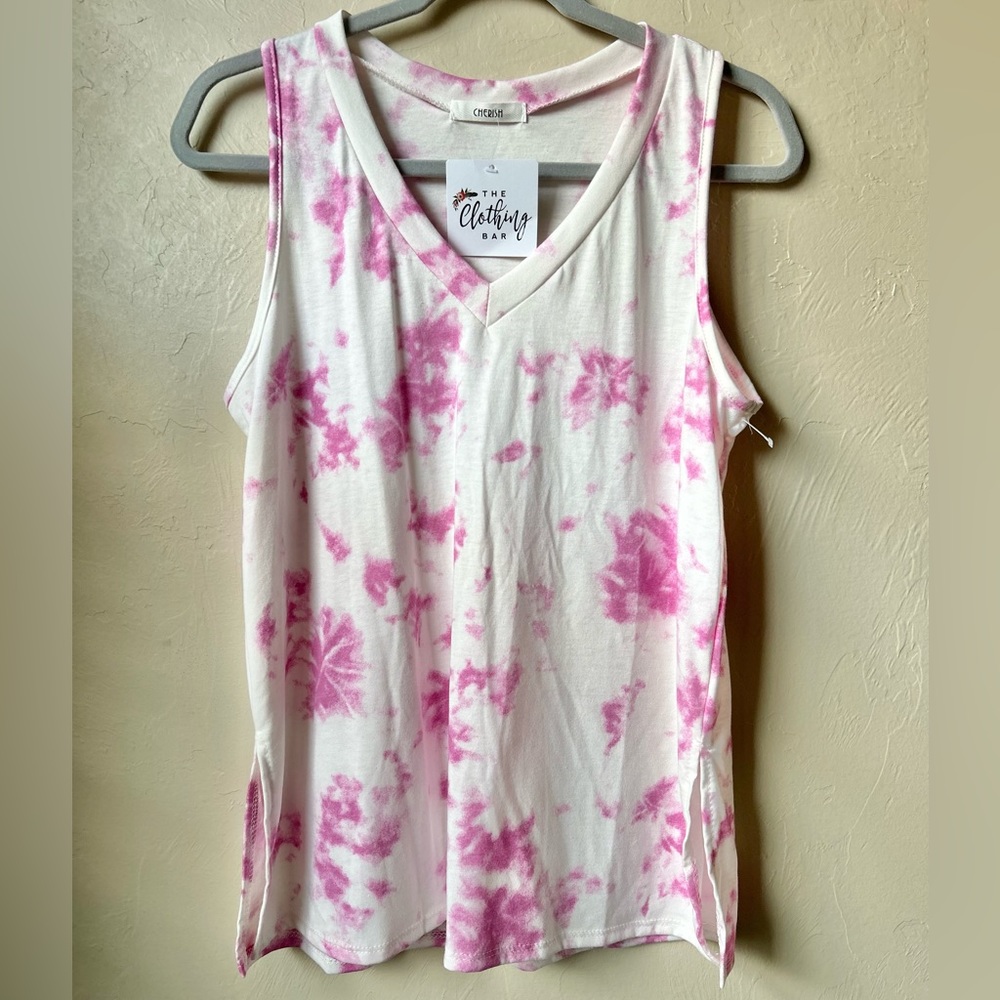 🆕 Cherish Pink & White Tie Dye Tank Top | Small
